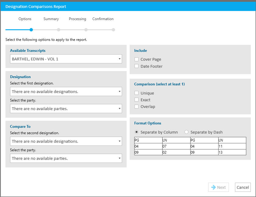 8-Reports Designation comparisons